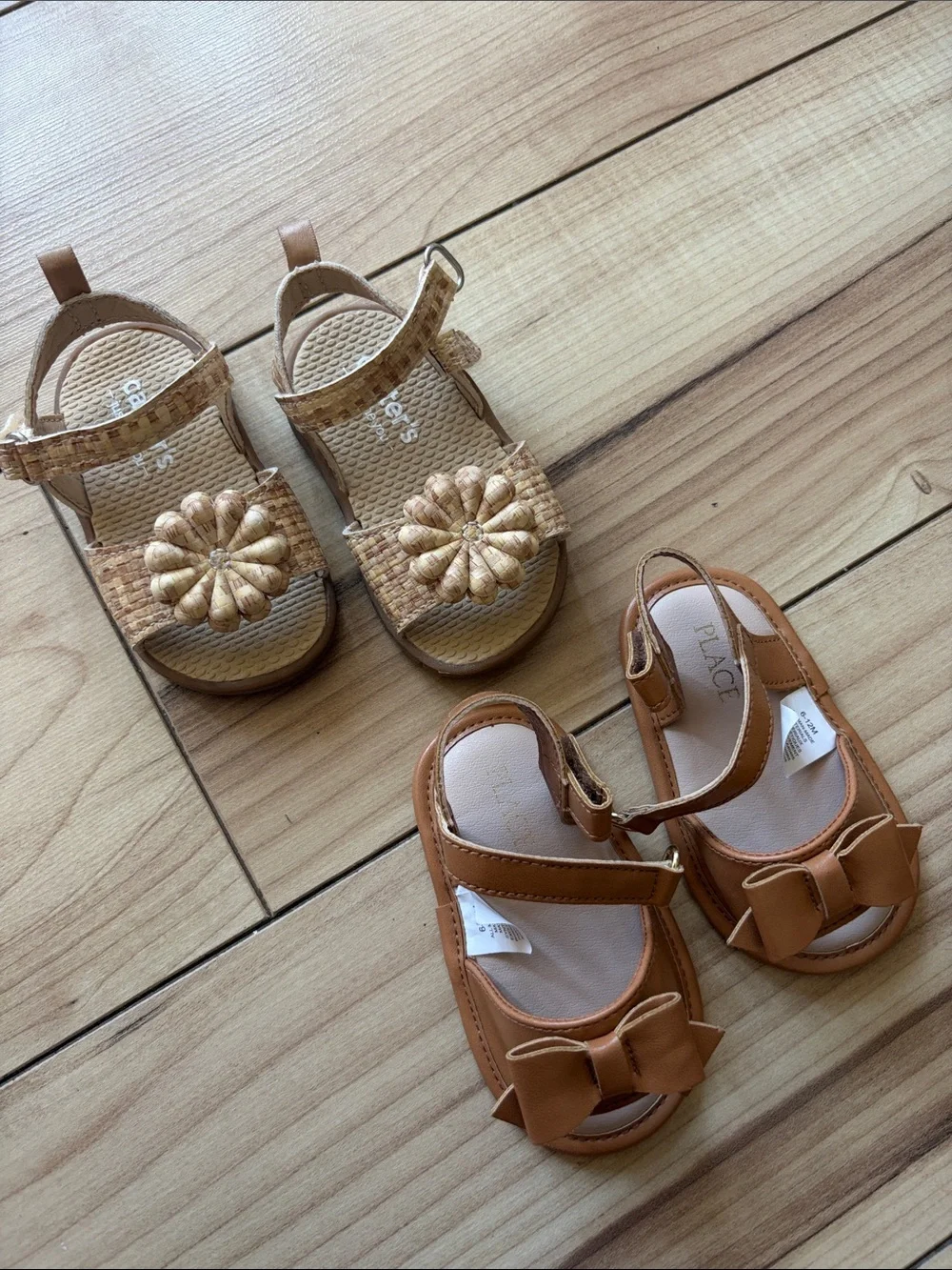 The Children's Place Girls Tan Bow & Floral Sandal Duo